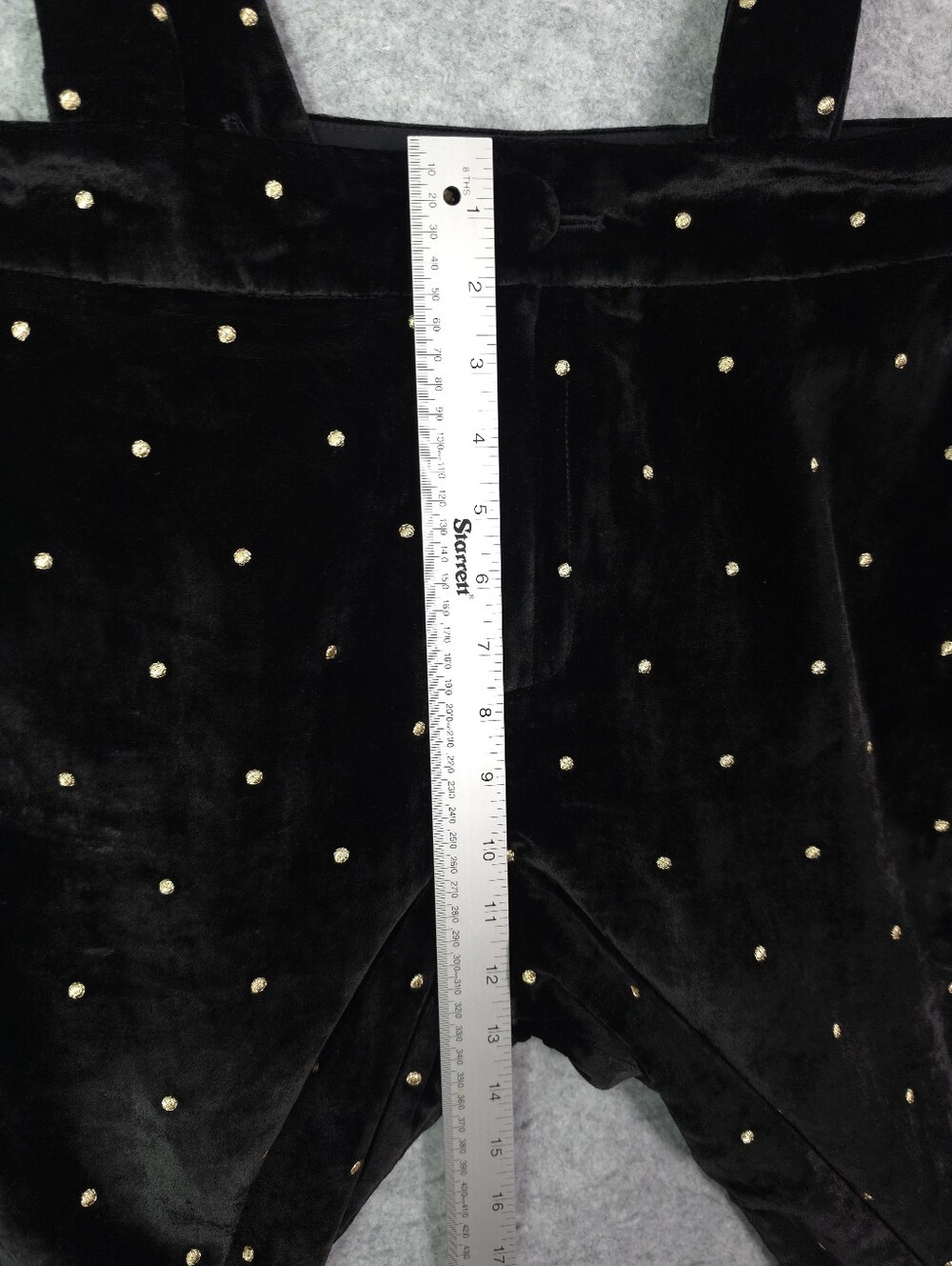 Sézane Siloe Black Velvet Gold Polka Dot Embroidered Overalls Suspenders - Picture 8 of 9